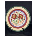 Vintage Baker & Co. England handpainted spongeware 11-1/4” plate…..with crackle pattern…..stand not included