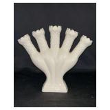 Wedgwood Williamsburg Restoration Posy Holder - a five-finger vase made of cream earthenware - It was reproduced by Wedgwood for the Colonial Williamsburg Foundation from an original 1770 English Staf