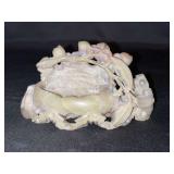 Vintage Chinese Floral Hand Carved Soapstone Trinket Figurine…..can be freestanding or wall hung……4-1/2 long x 2-1/2 tall