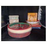 Box full of disposables…..some new, some opened…..plates, cups, napkins, wine bottle gift bags and more