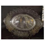 Vintage pressed glass 200 Years Ago “Centennial with Liberty Bell” Bread Tray….13-1/4 x 9-1/2