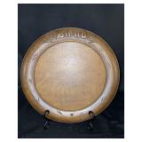 Vintage hand carved wooden bread plate with wheat  motif…..12”D