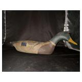 Vintage (possibly antique) wood mallard duck decoy…..18” long x 6” tall….could not find any markings….damage under bill