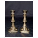 Pair of Vintage Regency Stacked Brass Candlesticks…..4-1/4” tall