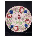 Vintage 10” Petrus Regout & Co. Maastricht Holland  floral spongeware divided plate in stick spatter Dutch-style Boerenbont pattern