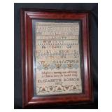 Beautifully framed vintage 1805 Elizabeth Robson Sampler…..13 x 17-1/2