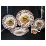 Grouping of (5) pieces of Spode Woodland Rabbit Dinnerware…..includes (1) 10-3/4” dinner plate, (1) 7-3/4” salad plate, (1) fruit bowl, (1) soup bowl and (1) coffee cup
