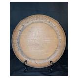 Vintage hand carved wooden well loved and used bread plate…..11-1/2”D
