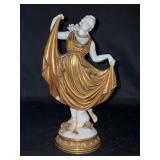 Vintage Volkstedt German Porcelain Figurine Nymph Dancer in Gold….one chip (see pics)…..9” tall