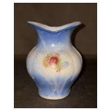 Blue and White Stoneware Rose Transfer Vase…..5-1/4” tall