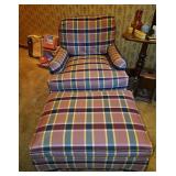 Beautiful like new plaid armchair (30-1/2 x 21 x 18 to seat…..30 tall overall) & ottoman (30 x 22 x 15 tall
