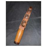 Antique Primitive Wood Baby Rattle with hand carved wood prism balls…..8-1/2” long