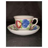 Vintage cup & saucer “stick spatter" or "sponge spatter" folk-art ware - popular in the late 19th and early 20th centuries…..marked Made in Germany…..very similar to Villeroy & Boch pattern