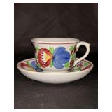 Vintage cup & saucer “stick spatter" or "sponge spatter" folk-art ware - popular in the late 19th and early 20th centuries…..marked Made in Germany…..very similar to Villeroy & Boch pattern