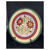 Vintage Baker & Co. England handpainted spongeware 11-1/4” plate…..with crackle pattern…..stand not included