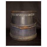 Vintage Pennsylvania Dutch Firkin and/or Sugar Bucket with metal banding…..9-3/4”D across bottom, 8”D at top and 9” tall