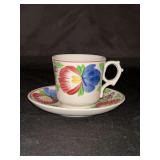 Vintage demitasse cup & saucer “stick spatter" or "sponge spatter" folk-art ware - popular in the late 19th and early 20th centuries…..marked Made in Germany…..very similar to Villeroy & Boch pa