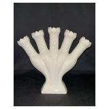 Wedgwood Williamsburg Restoration Posy Holder - a five-finger vase made of cream earthenware - It was reproduced by Wedgwood for the Colonial Williamsburg Foundation from an original 1770 English Staf