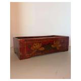 Antique (1800s) primitive folk art floral decorated box with sliding lid and dovetailed corners…..15 x 7-1/2 x 4-1/2 tall