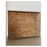 Pennsylvania German Fraktur birth and baptismal certificate (Taufschein). These decorative folk art documents were handmade by German-speaking immigrants to record family history in the early United S