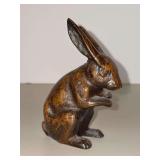Vintage Japanese bronze rabbit figurine, cast bronze with a dark, polished patina……5” tall