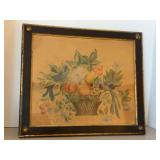 Framed Folk Art Theorem Painting of Fruit Still Life…..17-3/4 x 15-3/4