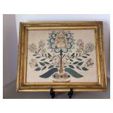 Signed and framed Antique Pennsylvania Dutch watercolor theorem painting…..Maria (?) - dated May 15, 1881 - 19-3/4 x 16-1/4