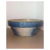 Primitive 1800’s Salt Glazed Farmhouse Mixing Bowl/Batter Bowl with swirl bottom…..9-1/2”D x 3-3/4” tall