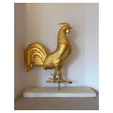 Antique 19th-century American folk art swell body gilt copper and zinc rooster weathervane…..board measures 24” long and rooster is 24” tall