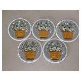 Set of (5) Nantucket Basket suede-back ceramic coasters