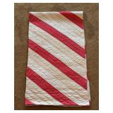Antique hand sewn striped table runner….red/white/cream colored…..54-1/2 x 16-1/4