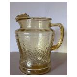 Vintage 1930s Federal Glass amber ice lip  pitcher in the Madrid pattern…..8-1/2” tall