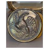 U.S. Civil War Federal Cartridge Box Sling  Eagle Breast Plate…..hooks on back are missing