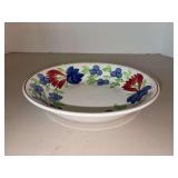 Antique Baker & Co. ceramic stick spatter bowl featuring a floral and foliate motif, often identified as the 'Virginia' pattern…..7-3/4”D x 1-1/2” tall