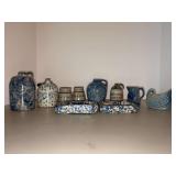 Grouping of salt glaze and spongeware pottery pieces…..most are unmarked and are smaller in size