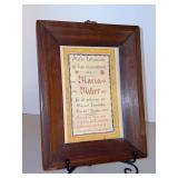Framed piece of Pennsylvania German Fraktur, a type of folk art manuscript produced by German-speaking immigrants - likely a Geburts- und Taufschein (birth and baptismal certificate)…..7 x 9