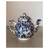Vintage (2000) spatterware pottery teapot…..from the 19th Annual B & W Pottery Conv. - June 8-10, 2000 - Iron & Lace…..4-1/4” tall