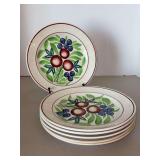 Set of (6) Vintage Societe Ceramique Maestricht Holland Salad Plates in  Plum Floral Pattern