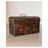 19th-century American folk art primitive tin toleware box…..6-1/4 x 2-7/8 x 3-3/4” tall