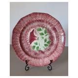 Vintage Spatterware 9-1/8” plate with Carnation design…..stand not included