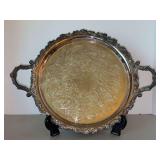Lancaster Silver Co. silverplate serving tray…..needs polished…..13-1/2”D (not including handles)……17-5/8” handle to handle