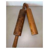 (2) vintage wooden rolling pins….handle missing on one