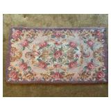 Vintage Pennsylvania Dutch hand hooked rug with floral motif…..53 x 30
