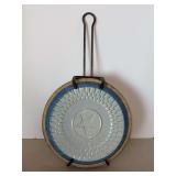 Antique Rare STAR Pattern SALT GLAZE Stoneware PIE Dish Plate with vintage wall hanger