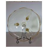 Lancaster Glass Company Petal Topaz footed cake plate…..10-1/4”D x 2” tall