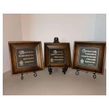Set of (3) NIB framed plaques featuring an inspirational quote about personal power and happiness from author Dale Carnegie….all are 7” square