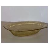 10” Federal Glass Madrid Amber (yellow) Depression Glass Oval Serving Bowl from the 1930s