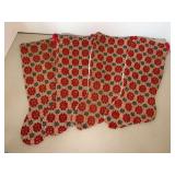 Set of (4) vintage handmade stocking crafted from a jacquard-woven fabric featuring a small geometric pattern