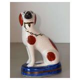 19th Century Staffordshire Dog - White Dog with Brown Patches - Cobalt Blue Bases - Statue Measure 5' Tall