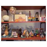 (2) shelves of various home decor items
